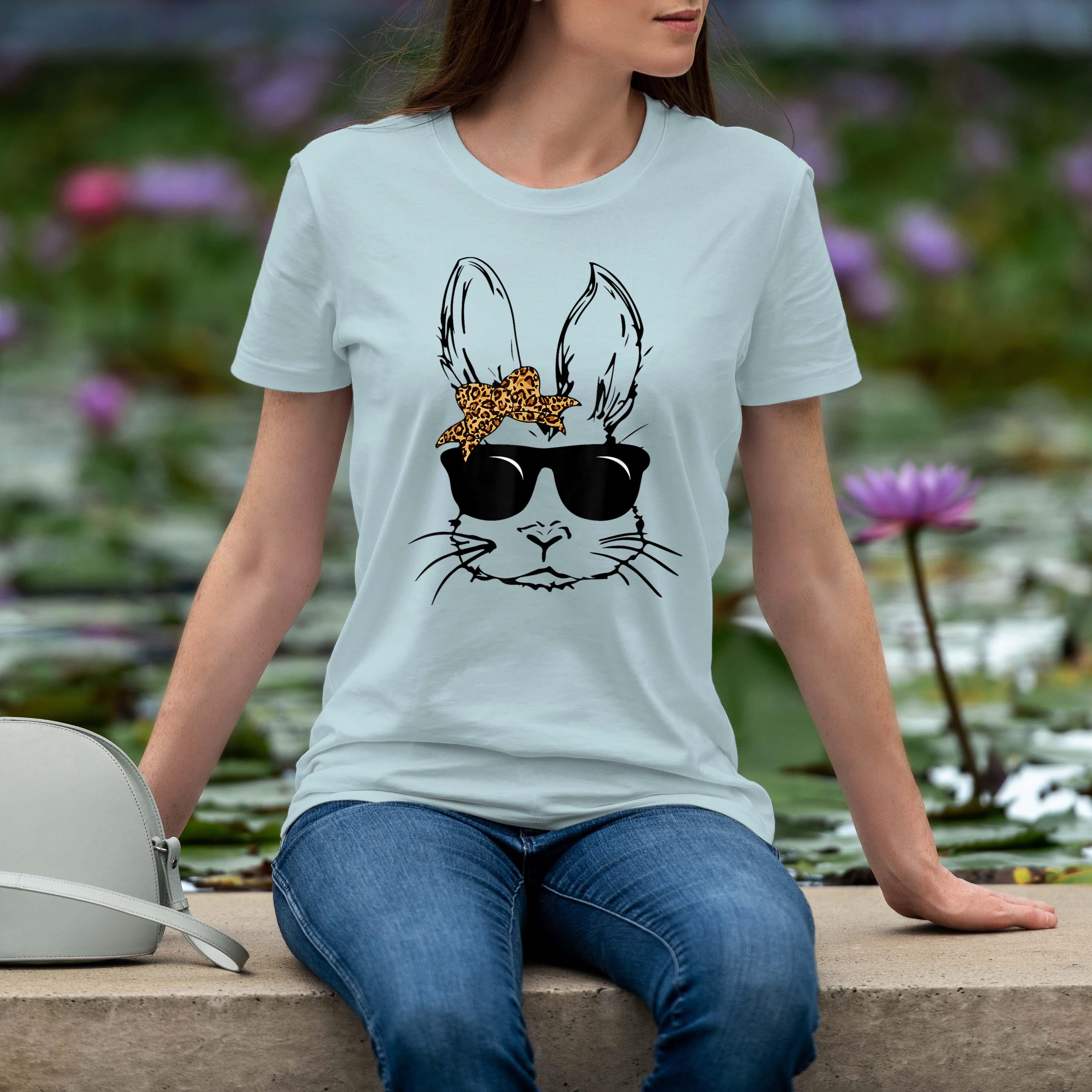 Bunny Face With Sunglasses For Boys Girls Kids Easter Day Shirt 